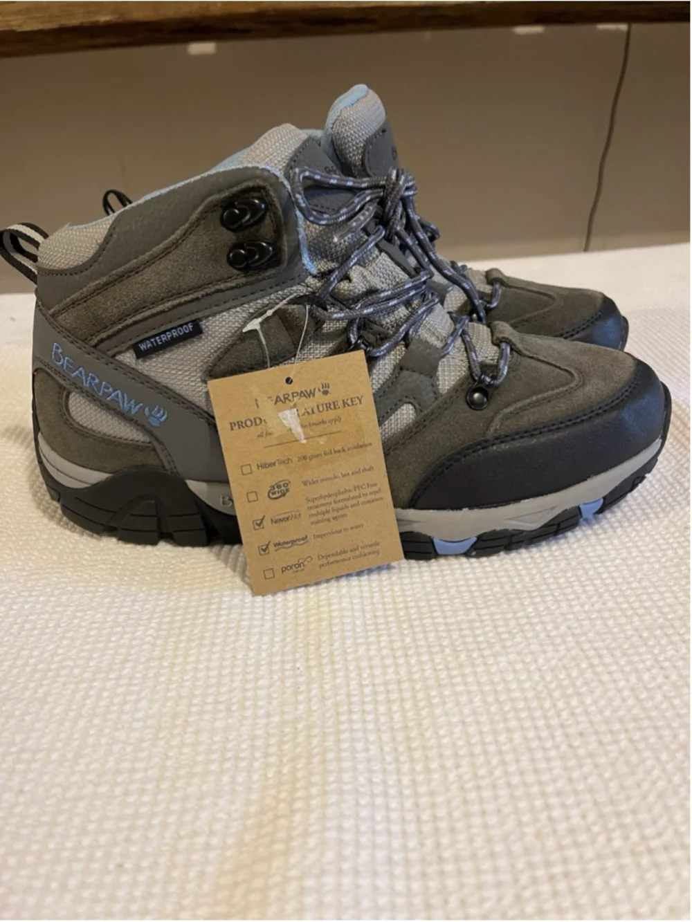 Bearpaw Women’s Corsica Waterproof Comfort Hiking Boots Charcoal Blue 11 NEW!